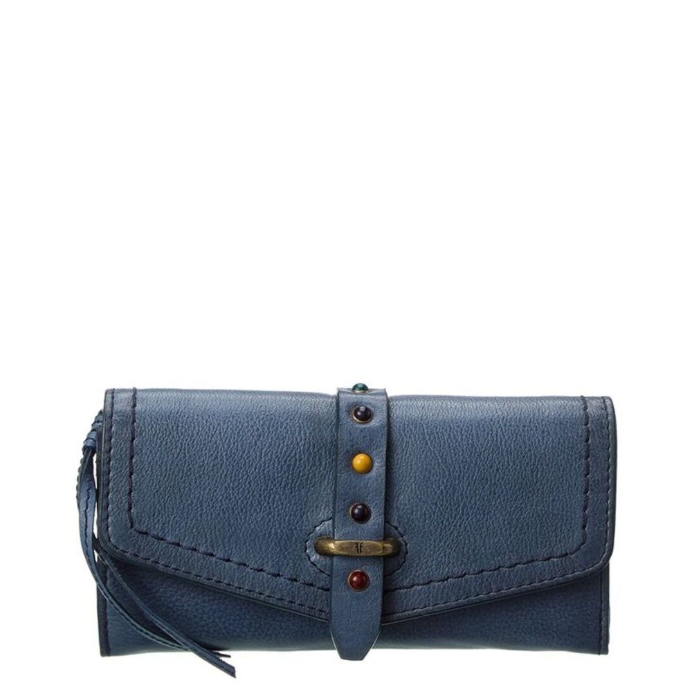 Frye Alessi Studded Leather Continental Wallet, Blue